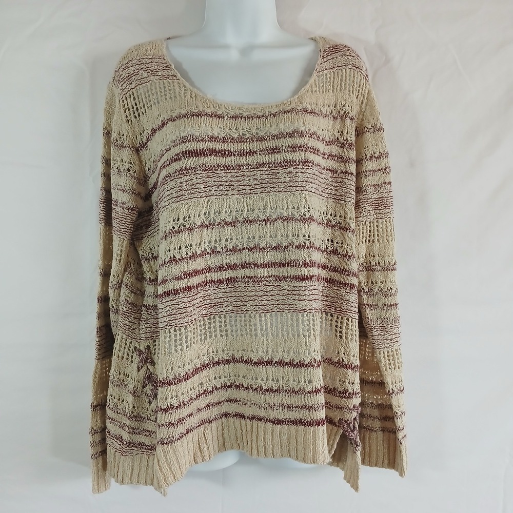 Artesia Tan Crochet Sweater Boat Neck   XXL  Casual Work Travel Office